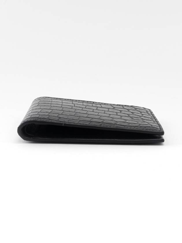 Crocodile Embossed Leather Half Wallet Black - SAINT LAURENT - BALAAN 5