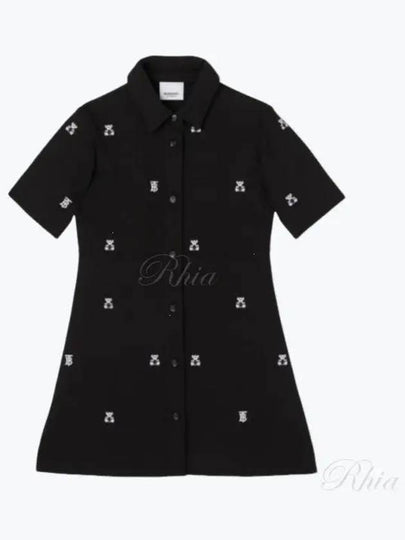 Kids Embroidered Thomas Bear Shirt Dress Black - BURBERRY - BALAAN 2