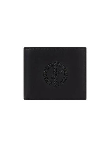 Men s Braided Logo Bifold Wallet Black 271315 - GIORGIO ARMANI - BALAAN 1