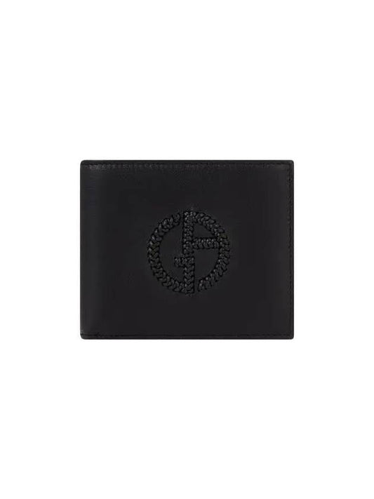 Men s Braided Logo Bifold Wallet Black 271315 - GIORGIO ARMANI - BALAAN 1