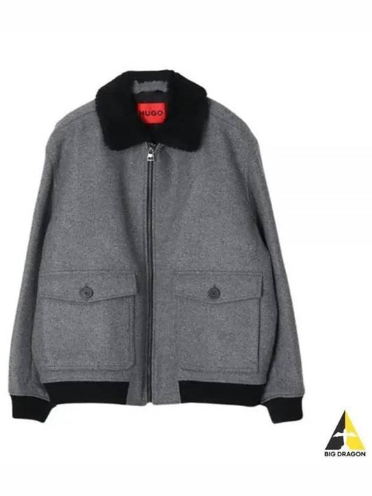 Teddy Collar Regular Fit Bomber Jacket Grey - HUGO BOSS - BALAAN 2