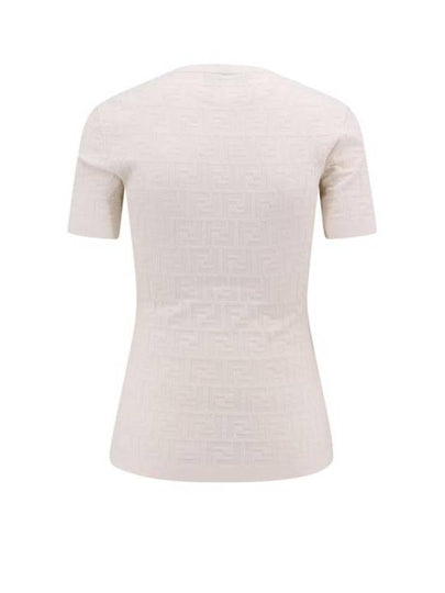 Women s Motif Viscose Short Sleeve Sweater FZX999 AQ41 F1M2A White BPG - FENDI - BALAAN 2