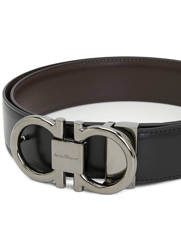 Gancini Reversible Adjustable Calfskin Leather Belt Black - SALVATORE FERRAGAMO - BALAAN 7