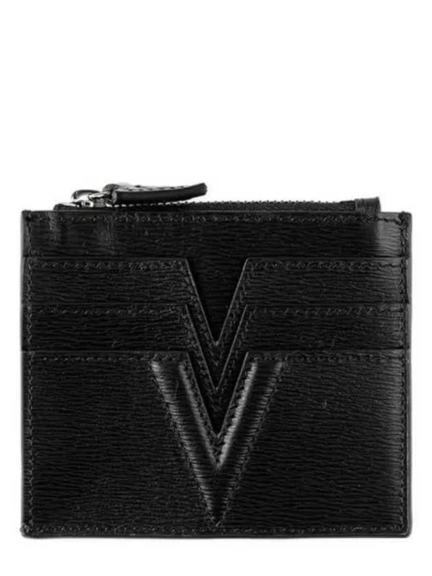 V Leather Card Wallet Black - VERSACE - BALAAN 2