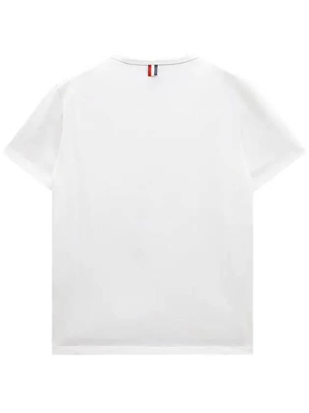 Men's Medium Weight Jersey Tipped Pocket Crewneck Short Sleeve T-Shirt White - THOM BROWNE - BALAAN 7