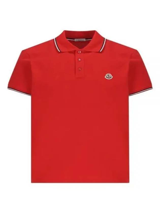 Small Logo Patch Short Sleeve Cotton Polo Shirt Red - MONCLER - BALAAN 2