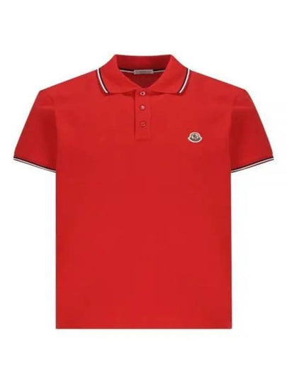 Small Logo Patch Short Sleeve Cotton Polo Shirt Red - MONCLER - BALAAN 2