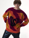 Wavy Line Swan Sweater Orange Burgundy - MSKN2ND - BALAAN 1