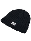 Logo Patch Wool Beanie Black - CP COMPANY - BALAAN 4