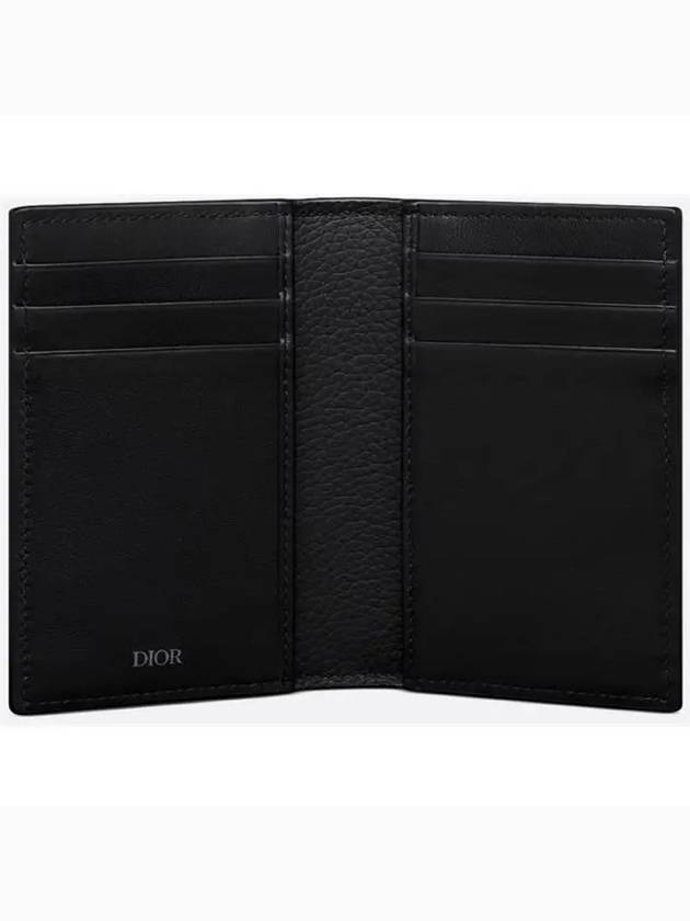 Saddle Grain Calfskin Leather Card Wallet Black - DIOR - BALAAN 5