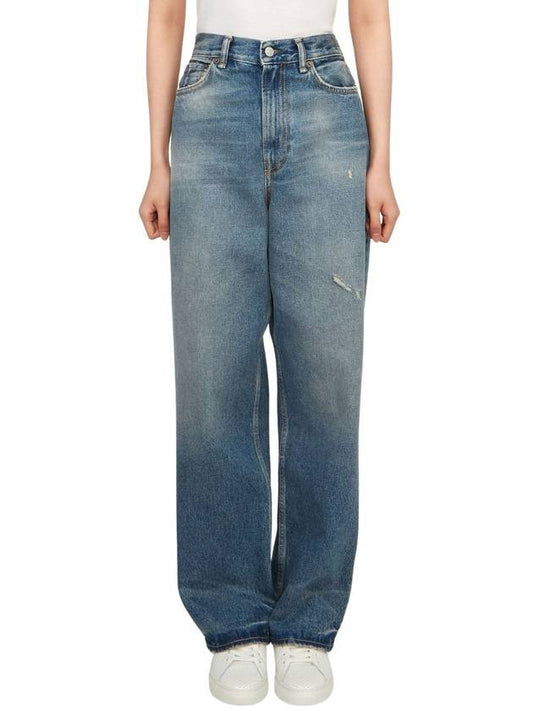 Crop Relaxed Fit Straight Jeans Mid Blue - ACNE STUDIOS - BALAAN 2