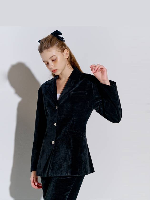 Women's Velvet Tailored Jacket Black - OPENING SUNSHINE - BALAAN 3