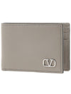 V Logo Signature Half Wallet Grey - VALENTINO - BALAAN 1