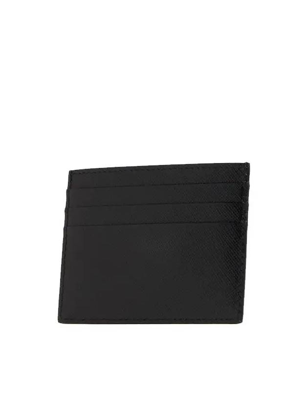 Saffiano Leather Triangle Logo Card Wallet Black Gold - PRADA - BALAAN 4