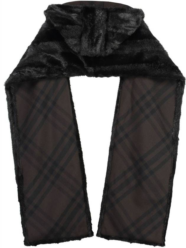 Fake Fur Hooded Scarf Black - BURBERRY - BALAAN 4