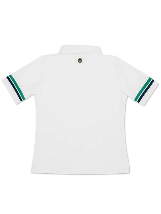 WOMEN REGULAR-FIT OPEN COLLAR RIBBED POLO SHIRT WHITE - MEASPHERA - BALAAN 2