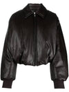 Padded Crop Bomber Jacket Dark Brown - ACNE STUDIOS - BALAAN 1