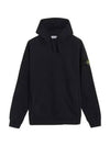 Wappen Patch Brushed Cotton Fleece Hoodie Black - STONE ISLAND - BALAAN 3