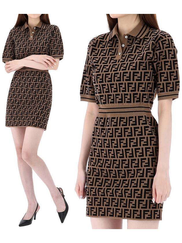 Kids Cotton FF Logo Dress Brown - FENDI - BALAAN 2