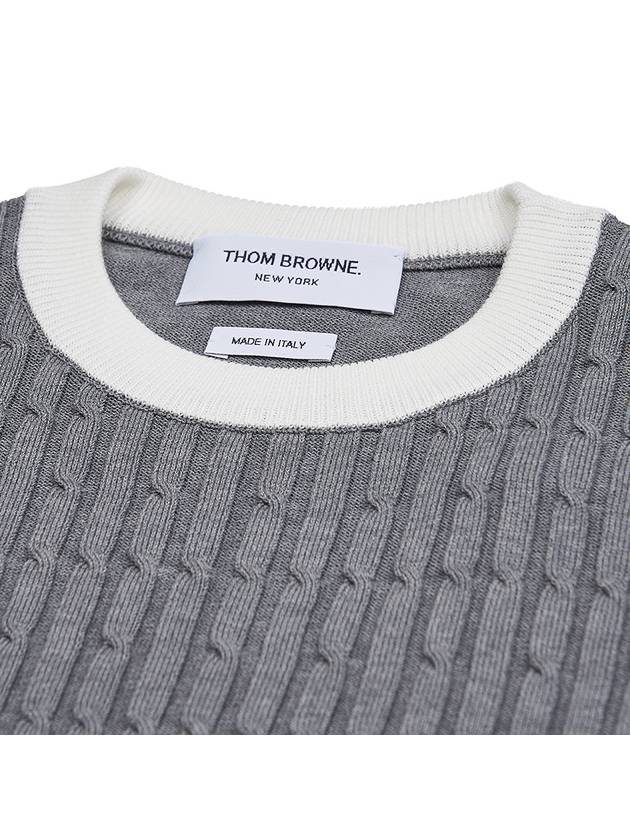 Classic 4-Bar Cable Cotton Knit Top Grey - THOM BROWNE - BALAAN 5