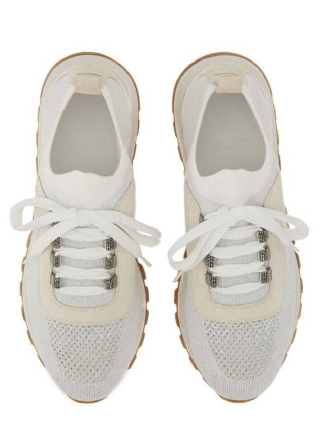 Women's Monilli Knit Low Top Sneakers White - BRUNELLO CUCINELLI - BALAAN 3