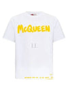 Men's Graffiti Logo Short Sleeve T-Shirt White - ALEXANDER MCQUEEN - BALAAN 2