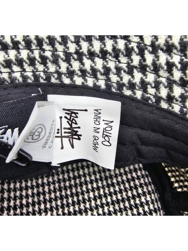 Stock Houndstooth Bucket Hat Black - STUSSY - BALAAN 10