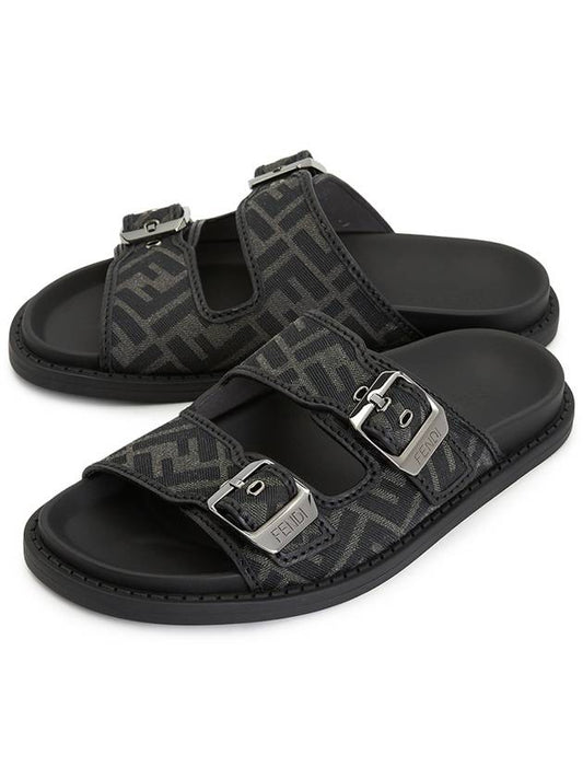 Men's Peel Jacquard Fabric Sandals Black - FENDI - BALAAN 2