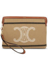 Triomphe Striped Small Pouch Bag Beige - CELINE - BALAAN 1