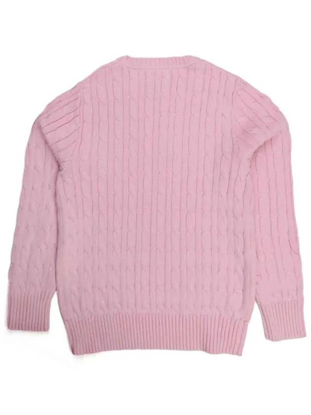 Kids Pony Embroidery Cable Knit Pink 702674 018 - POLO RALPH LAUREN - BALAAN 3