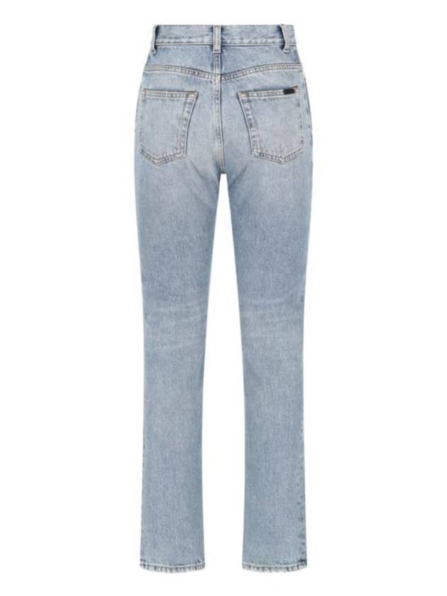 Denim Cotton Straight Jeans Blue - SAINT LAURENT - BALAAN 4