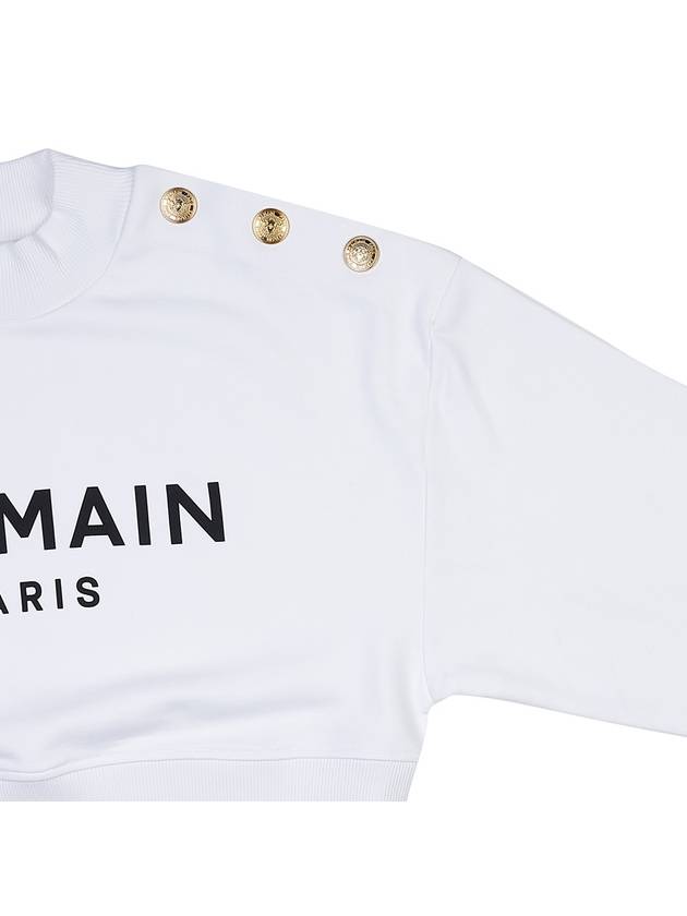 Logo Print Crop Sweatshirt White - BALMAIN - BALAAN 5