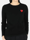 Play Red Heart Patch Lambswool Long Sleeve Knit Top P1 N067 1 Black - COMME DES GARCONS - BALAAN 3