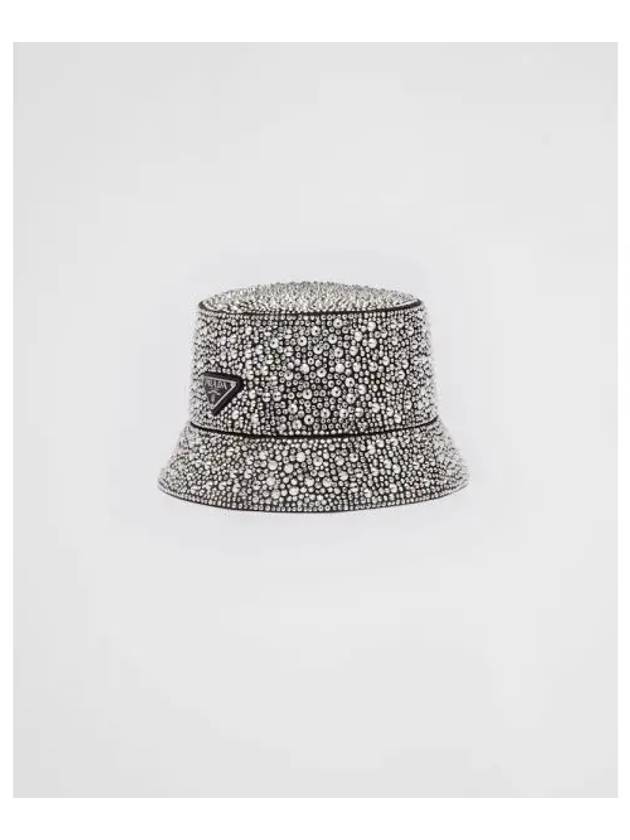crystal embellished bucket hat black - PRADA - BALAAN.