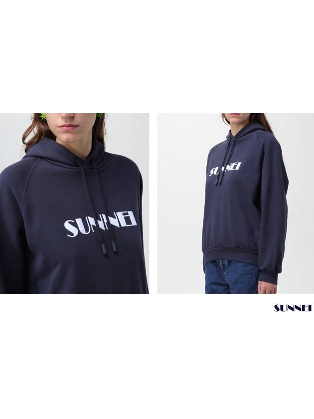 Embroidered Logo Drawstring Hoodie Dark Blue - SUNNEI - BALAAN 7