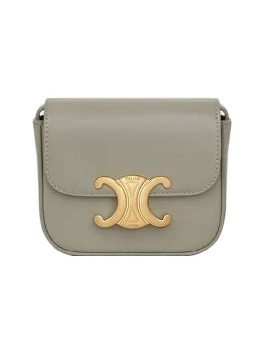 Triomphe Small Shiny Calfskin Cross Bag Green Clay - CELINE - BALAAN 1