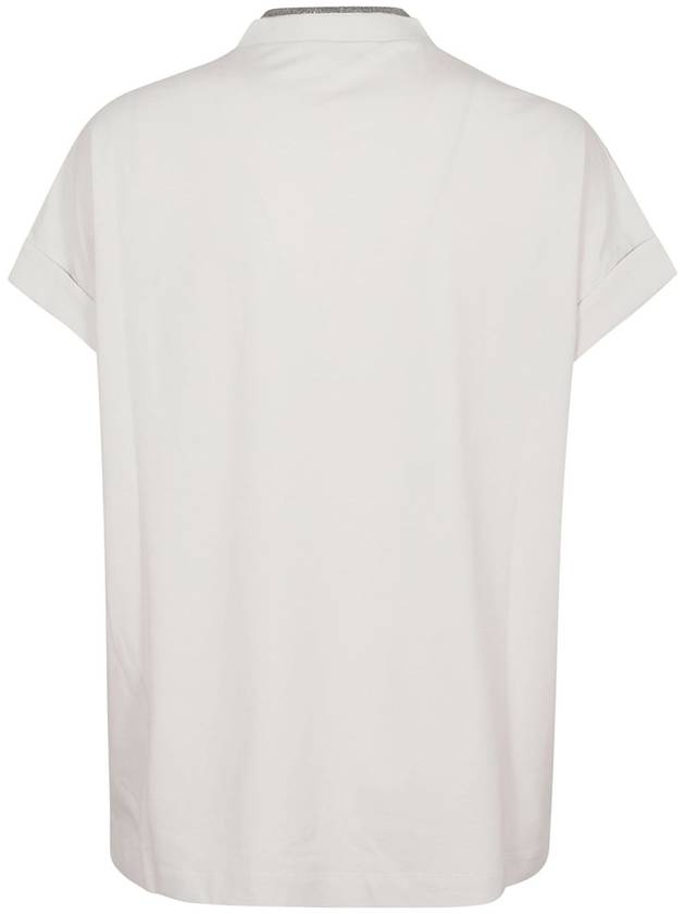 Monilli V-Neck Short Sleeve T-Shirt White - BRUNELLO CUCINELLI - BALAAN 3