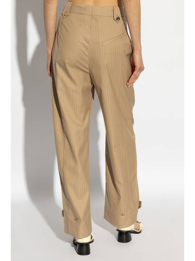 Ganni Striped Trousers, Women's, Beige - GANNI - BALAAN 4