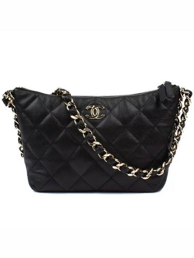 CC Logo Chain Hobo Shoulder Bag Black - CHANEL - BALAAN 1