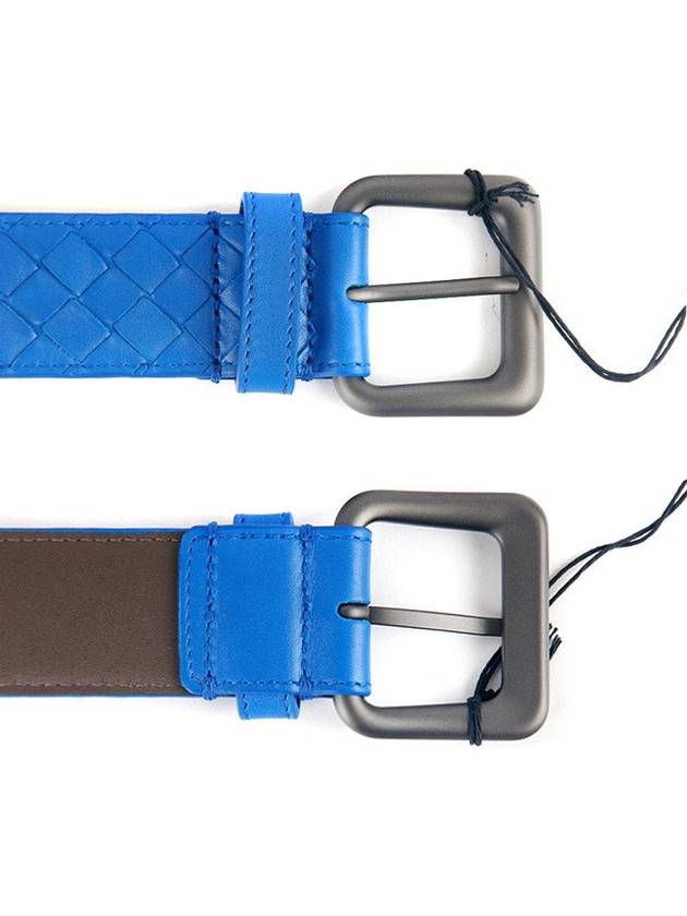 Intrecciato Leather Belt Blue - BOTTEGA VENETA - BALAAN 4
