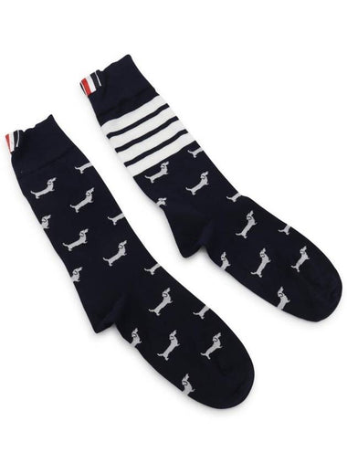 Hector Half Drop Mid Calf Socks Navy - THOM BROWNE - BALAAN 1