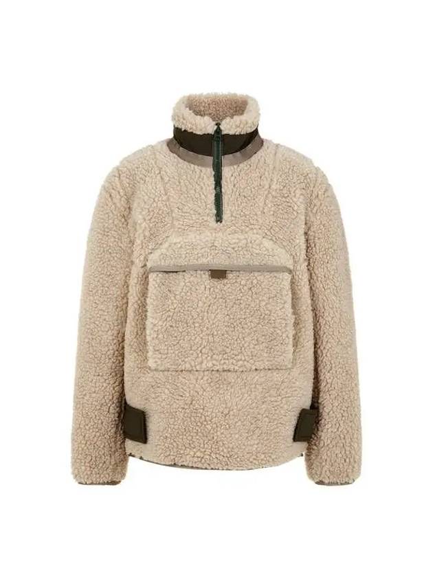 Men's quarter zip-up high neck shearling pullover beige 270627 - SACAI - BALAAN 1