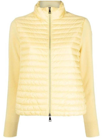 Women's High Neck Wool Padded Cardigan Yellow - MONCLER - BALAAN 1