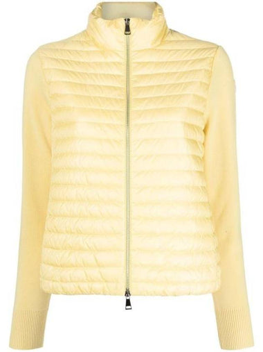 Women's High Neck Wool Padded Cardigan Yellow - MONCLER - BALAAN 1