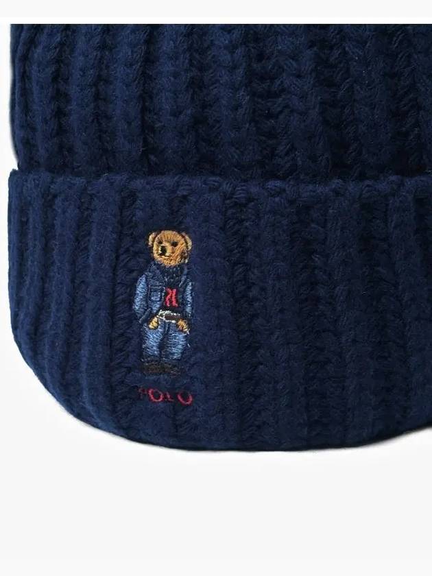 Bear Rib Pom Pom Beanie Navy - POLO RALPH LAUREN - BALAAN 4