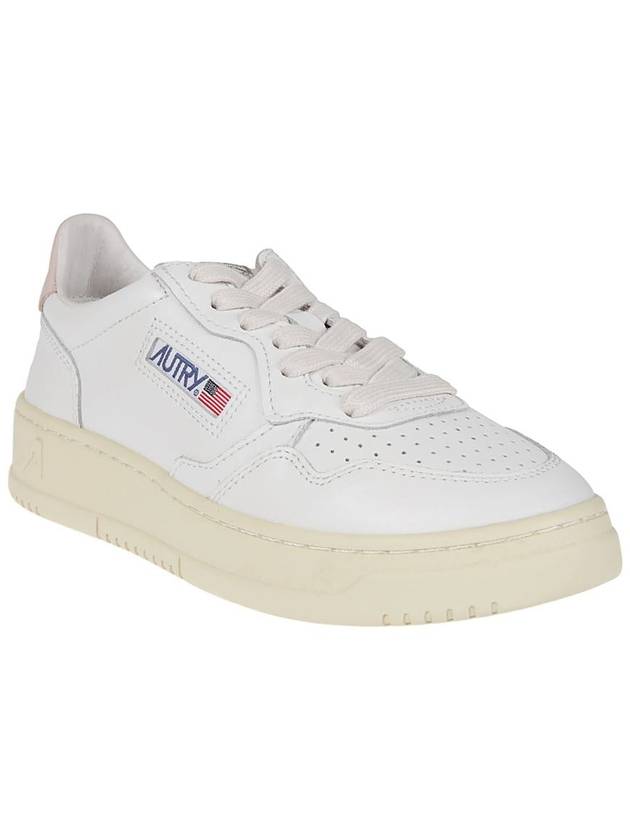 Medalist Pink Tab Leather Low Top Sneakers White - AUTRY - BALAAN 3