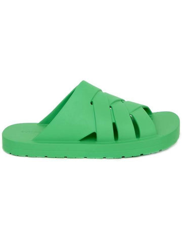 Flintston Intrecciato Matte Rubber Sandals Parakeet - BOTTEGA VENETA - BALAAN 1