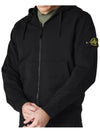 Men's Wappen Patch Fleece Zip Up Hoodie Black - STONE ISLAND - BALAAN 3