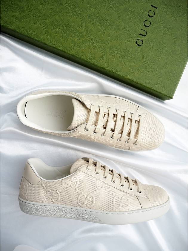 Ace GG Embossed Low Top Sneakers White - GUCCI - BALAAN 11