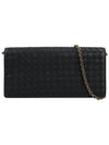 Leather Intrecciato Chain Shoulder Bag Black - BOTTEGA VENETA - BALAAN 3